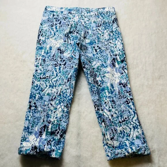 Nine West Womens Multicolor Mid Rise Abstract Print Chrystie Capri Pants Size 14 - Picture 2 of 10